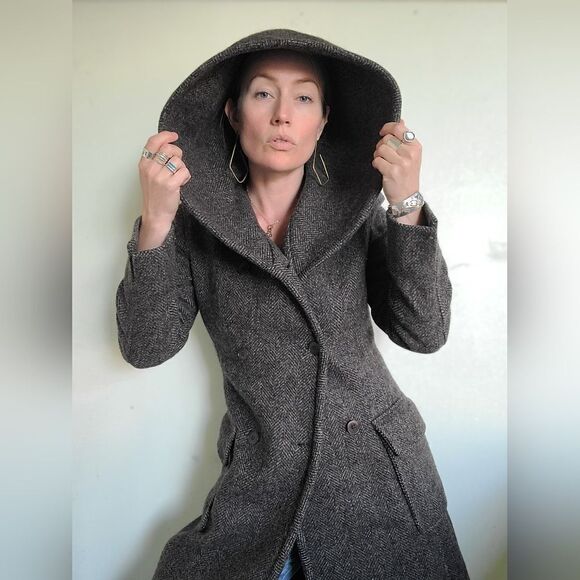 The Elvish Hooded Wool Double Breasted Trench Coat by m0851 S - Picture 15 of 16